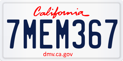 CA license plate 7MEM367