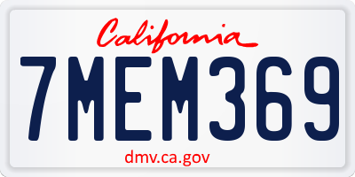 CA license plate 7MEM369