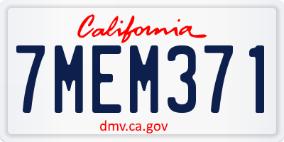 CA license plate 7MEM371