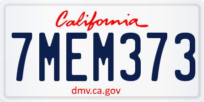 CA license plate 7MEM373