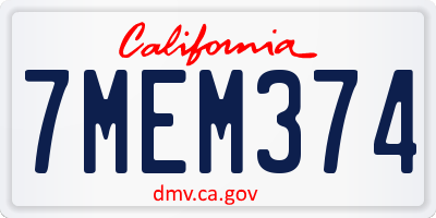 CA license plate 7MEM374