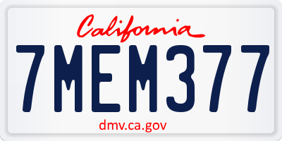 CA license plate 7MEM377