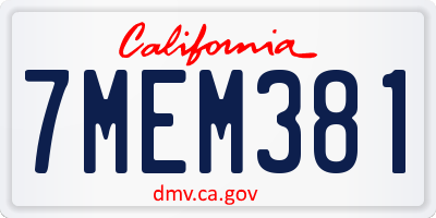 CA license plate 7MEM381