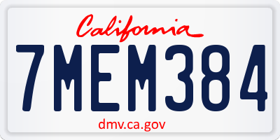 CA license plate 7MEM384