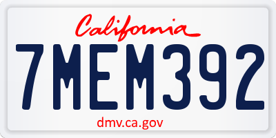 CA license plate 7MEM392