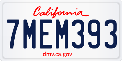 CA license plate 7MEM393