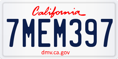 CA license plate 7MEM397
