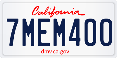 CA license plate 7MEM400