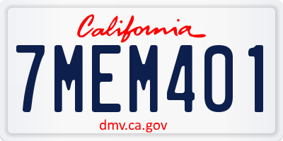 CA license plate 7MEM401