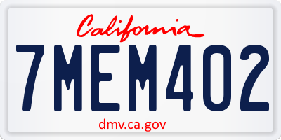 CA license plate 7MEM402