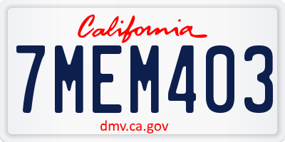 CA license plate 7MEM403