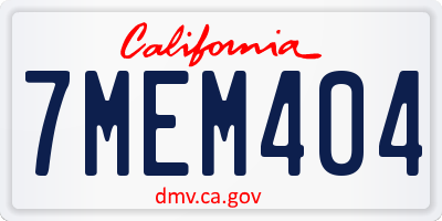 CA license plate 7MEM404