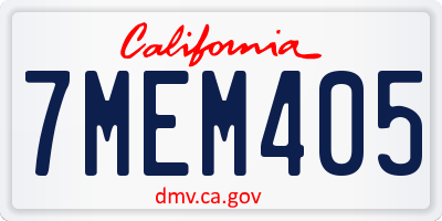 CA license plate 7MEM405