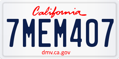 CA license plate 7MEM407