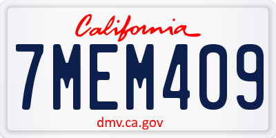 CA license plate 7MEM409
