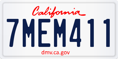 CA license plate 7MEM411