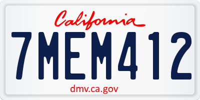 CA license plate 7MEM412