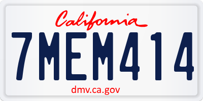 CA license plate 7MEM414