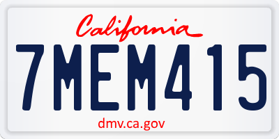 CA license plate 7MEM415