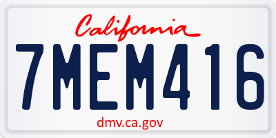 CA license plate 7MEM416