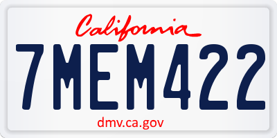 CA license plate 7MEM422