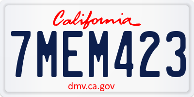 CA license plate 7MEM423