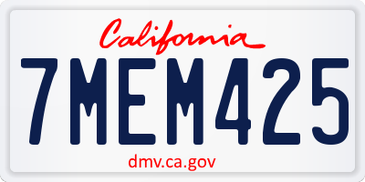 CA license plate 7MEM425