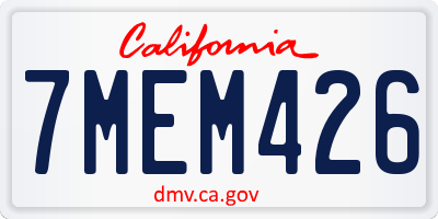 CA license plate 7MEM426