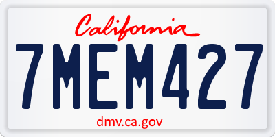 CA license plate 7MEM427