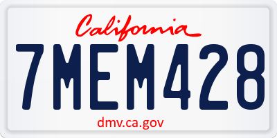 CA license plate 7MEM428