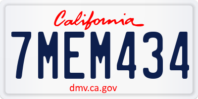 CA license plate 7MEM434