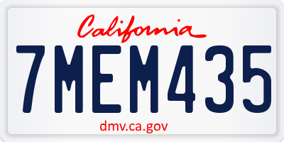 CA license plate 7MEM435