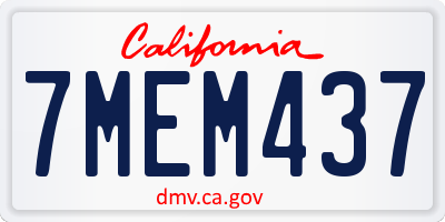 CA license plate 7MEM437