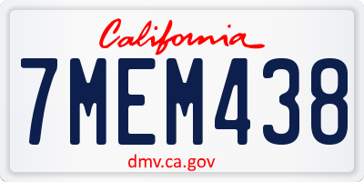 CA license plate 7MEM438