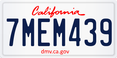 CA license plate 7MEM439