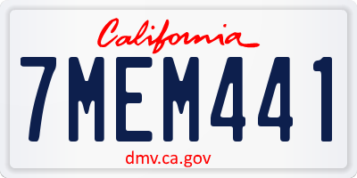 CA license plate 7MEM441