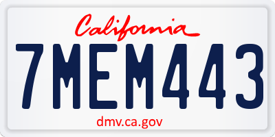 CA license plate 7MEM443