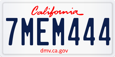 CA license plate 7MEM444