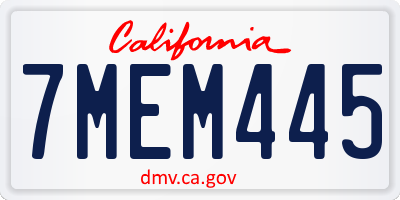 CA license plate 7MEM445