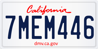 CA license plate 7MEM446