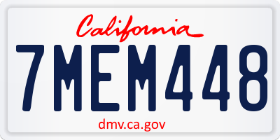 CA license plate 7MEM448