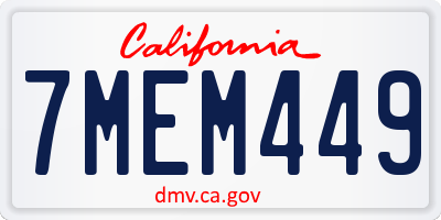 CA license plate 7MEM449