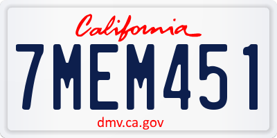 CA license plate 7MEM451