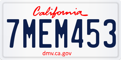 CA license plate 7MEM453