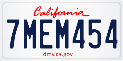 CA license plate 7MEM454