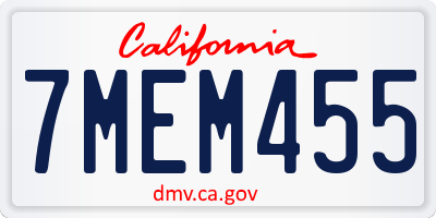 CA license plate 7MEM455