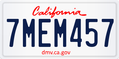 CA license plate 7MEM457