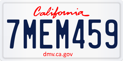 CA license plate 7MEM459