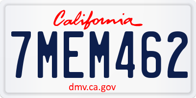 CA license plate 7MEM462