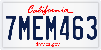 CA license plate 7MEM463